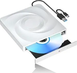 AUTYUE External CD/DVD Drive for Laptop, USb 3.0 Type C CD Burner External DVD Drive, CD ROM DVD Player Portable CD Reader, Optical CD DVD Drive for Laptop PC, Compatible with Windows Linux Mac OS