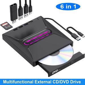 AUTYUE External CD/DVD Drive for Laptop & PC, DVD/CD Burner, Plug & Play, USB 3.0 & Type-C High Speed CD/DVD Reader & Writer, Portable Dvd Player for Laptop Mac-Book, Windows 11/10/8/7, Linux, MacOS