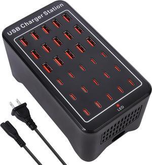 AUTYUE 150W(30A) (15 USB A + 15 USB C) USB Charging Station, 30-Port USB C Charger Block, Multiple Desktop/Wall Fast Charger with Intelligent Protection Compatible with i-Phone, Tablets, Smartphones