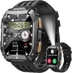 AUTYUE Smart Watches for Men, [30 Days Battery Life/Call/Answer] 1.95'' Military Men's Sport Smart Watches for Android & iPhone, Fitness Watch with Flashlight/Heart Rate Sleep Monitor/100+ Sport Modes