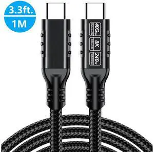 AUTYUE USB C 40Gbps Data Transfer Cable 3.3ft / 1M, 240W PD Fast Charging 8K/4K HD Video Monitor Cable for Thunderbolt 4/3 MacBook for i-Phone 16/15 iPad Pro Sam-sung Galaxy Cell Phone Tablets Laptops