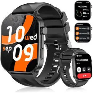 AUTYUE Smart Watch for Men Women Built-in GPS Fitness Tracker, 2.01" HD Touchscreen(Answer/Make Calls), 110+ Sport Modes with Heart Rate/SpO2/Sleep Monitor/, Compass, 1 ATM Waterproof, for Android iOS