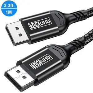 AUTYUE 16K Displayport Cable, DP 2.1 80Gbps Cable 3.3FT/1M Support 16K@60Hz,10K@60Hz, 8K@120Hz HBR3 4K@240Hz 165Hz 144Hz 60Hz, HDCP DSC 1.2a, HDR10 FreeSync G-Sync for Gaming Monitor Graphics Card