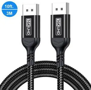 AUTYUE 16K Displayport Cable, DP 2.1 80Gbps Cable 10FT/3M Support 16K@60Hz,10K@60Hz, 8K@120Hz HBR3 4K@240Hz 165Hz 144Hz 60Hz, HDCP DSC 1.2a, HDR10 FreeSync G-Sync for Gaming Monitor Graphics Card 3M