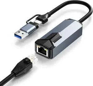 AUTYUE USB 3.0 & USB C to 2.5 Gigabit Ethernet Adapter, USB to Rj45 Ethernet Adapter, 2.5G/1G/100Mbps RJ45 LAN Converter for Windows MacOS Linux and More, Driver-Free Setup with Wake-on-LAN Support AUTYUE USB 3.0 & USB C to 2.5 Gigabit Ethernet Adapter, USB to Rj45 Ethernet Adapter, 2.5G/1G/100Mbps RJ45 LAN Converter for Windows MacOS Linux and More, Driver-Free Setup with Wake-on-LAN Support