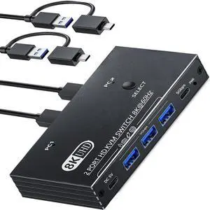 AUTYUE 2 Port HDMI KVM Switch 1 Monitors 2 Computers, 8K@60Hz HDMI KVM Switches for 2 Computers Sharing 1 Monitors Keyboard Mouse Printer, 2 in 1 Out HDMI KVM Switch with 2 2-in-1 USB Splitter Cable AUTYUE 2 Port HDMI KVM Switch 1 Monitors 2 Computers, 8K@60Hz HDMI KVM Switches for 2 Computers Sharing 1 Monitors Keyboard Mouse Printer, 2 in 1 Out HDMI KVM Switch with 2 2-in-1 USB Splitter Cable