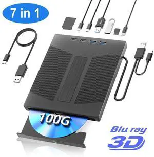 AUTYUE 100GB BDXL 7-in-1 External Blu Ray Drive for Laptop, USB 3.0 & Type-C External CD DVD Drive, Blu Ray Burner with 4 USB Ports & SD/TF Card Reader, Compatible with PC Mac Linux Laptop Desktop PC AUTYUE 100GB BDXL 7-in-1 External Blu Ray Drive for Laptop, USB 3.0 & Type-C External CD DVD Drive, Blu Ray Burner with 4 USB Ports & SD/TF Card Reader, Compatible with PC Mac Linux Laptop Desktop PC