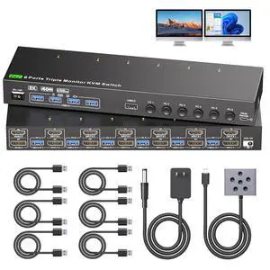 AUTYUE KVM Switch 2 Monitors 6 Computers HDMI + DisplayPort, 8K@30Hz/4k@144Hz Dual Monitor KVM Switcher, HDMI + DP KVM for 6 PCs Share 2 Monitors and 4 USB 3.0 Devices, with Wired Remote,Power Adapter AUTYUE KVM Switch 2 Monitors 6 Computers HDMI + DisplayPort, 8K@30Hz/4k@144Hz Dual Monitor KVM Switcher, HDMI + DP KVM for 6 PCs Share 2 Monitors and 4 USB 3.0 Devices, with Wired Remote,Power Adapter