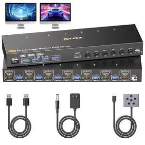 AUTYUE KVM Switch 2 Monitors 6 Computers HD-MI + DisplayPort, DP + HD-MI Dual Monitor 6 Computer KVM Switcher, 8K@30Hz/4k@144Hz KVM Switches for 6 PC Share 2 Display and USB 3.0 Devices AUTYUE KVM Switch 2 Monitors 6 Computers HD-MI + DisplayPort, DP + HD-MI Dual Monitor 6 Computer KVM Switcher, 8K@30Hz/4k@144Hz KVM Switches for 6 PC Share 2 Display and USB 3.0 Devices