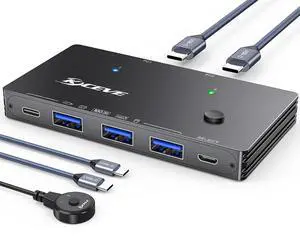 AUTYUE 10Gbps USB 3.2 Switch 2 Computers Share 1 USB C & 3 USB A Devices, 2 in 4 Out USB Switch Selector for 2 Laptop Keyboard Mouse Portable SSD, with 2 USB C Data Cables and Wired Remote AUTYUE 10Gbps USB 3.2 Switch 2 Computers Share 1 USB C & 3 USB A Devices, 2 in 4 Out USB Switch Selector for 2 Laptop Keyboard Mouse Portable SSD, with 2 USB C Data Cables and Wired Remote
