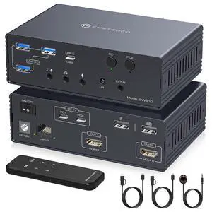 AUTYUE 4K@120Hz Mac Docking Station KVM Switch for 2 Laptops 2 Monitors, Thunderbolt Dock KVM Switch with 2 USB-C MST Ports, 1G Ethernet, Headphone and Microphone Port Supports Extended/Mirrored Mode AUTYUE 4K@120Hz Mac Docking Station KVM Switch for 2 Laptops 2 Monitors, Thunderbolt Dock KVM Switch with 2 USB-C MST Ports, 1G Ethernet, Headphone and Microphone Port Supports Extended/Mirrored Mode