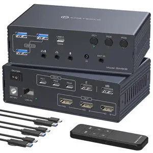 AUTYUE Thunderbolt 4 KVM Switch Docking Station for 3 Monitors 3 Laptops or Macbooks Triple Monitor 4K@60Hz HD-MI with Display-Link Allows 3 Computers to Share 1G Ethernet, Audio & USB-A/C Ports AUTYUE Thunderbolt 4 KVM Switch Docking Station for 3 Monitors 3 Laptops or Macbooks Triple Monitor 4K@60Hz HD-MI with Display-Link Allows 3 Computers to Share 1G Ethernet, Audio & USB-A/C Ports