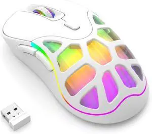 AUTYUE Wireless Gaming Mouse, Bluetooth/2.4G, 6400 DPI, RGB -White | Dual-Mode Bluetooth/2.4G Wireless Mouse, 7-Color RGB Lighting, Ergonomic Comfort, Rechargeable Battery for Gaming And Office Use AUTYUE Wireless Gaming Mouse, Bluetooth/2.4G, 6400 DPI, RGB -White | Dual-Mode Bluetooth/2.4G Wireless Mouse, 7-Color RGB Lighting, Ergonomic Comfort, Rechargeable Battery for Gaming And Office Use