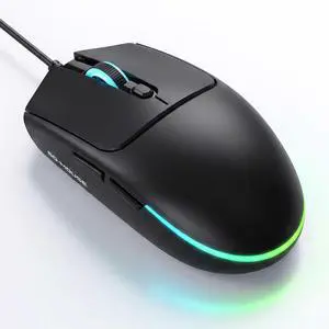 AUTYUE Wired Gaming Mouse RGB, 50g Lightweight Silent USB Mouse -Black | 4 DPI Levels Up To 2400, Silent Clicks, Ergonomic Design, RGB Lighting, USB Plug & Play for PC Laptop Desktop Computer MacOS AUTYUE Wired Gaming Mouse RGB, 50g Lightweight Silent USB Mouse -Black | 4 DPI Levels Up To 2400, Silent Clicks, Ergonomic Design, RGB Lighting, USB Plug & Play for PC Laptop Desktop Computer MacOS