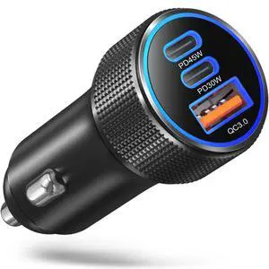 AUTYUE 93W Car Charger USB C Fast Charge, PD45W/PD30W 3 Ports Fast Car Phone Charger|Dual USB-C & USB-A Fast Charging Cigarette Lighter Adapter for iPhone 17/16/15 Pro Max,iPad,MacBook, Android Phones AUTYUE 93W Car Charger USB C Fast Charge, PD45W/PD30W 3 Ports Fast Car Phone Charger|Dual USB-C & USB-A Fast Charging Cigarette Lighter Adapter for iPhone 17/16/15 Pro Max,iPad,MacBook, Android Phones