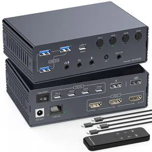 AUTYUE Thunderbolt 4 KVM Switch Docking Station for 3 Monitors 4 Laptops/Macbooks | Extended Triple 4K60Hz HDMI Display with Displaylink USB3.0/USB C, M1/2/3/4 Mac/Windows/Chrome with Audio & Ethernet AUTYUE Thunderbolt 4 KVM Switch Docking Station for 3 Monitors 4 Laptops/Macbooks | Extended Triple 4K60Hz HDMI Display with Displaylink USB3.0/USB C, M1/2/3/4 Mac/Windows/Chrome with Audio & Ethernet