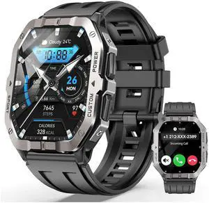AUTYUE Military Smart Watch Built-in GPS, Bluetooth Calling, for iPhone & Android Phones | 100+ Sport Modes for Men Fitness Watch, Smartwatch with Heart Rate & Sleep Tracking, 2ATM Waterproof , Black AUTYUE Military Smart Watch Built-in GPS, Bluetooth Calling, for iPhone & Android Phones | 100+ Sport Modes for Men Fitness Watch, Smartwatch with Heart Rate & Sleep Tracking, 2ATM Waterproof , Black