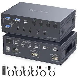 AUTYUE USB C KVM Switch Docking Station 2 Monitors 4 Computers 4K@120Hz Mac Thunderbolt Docking Station Dual Monitor KVM Switch, KVM Dock Support Extended/Mirrored for Mac and Windows AUTYUE USB C KVM Switch Docking Station 2 Monitors 4 Computers 4K@120Hz Mac Thunderbolt Docking Station Dual Monitor KVM Switch, KVM Dock Support Extended/Mirrored for Mac and Windows