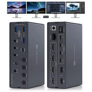 AUTYUE USB C KVM Switch 4 Computers 4 Monitors, KVM Docking Station for M1 M2 M3 M4 with Displaylink Technology, 4K@60Hz HD-MI KVM Multi-Monitor Extended/Mirrored Display Out for Windows Mac OS AUTYUE USB C KVM Switch 4 Computers 4 Monitors, KVM Docking Station for M1 M2 M3 M4 with Displaylink Technology, 4K@60Hz HD-MI KVM Multi-Monitor Extended/Mirrored Display Out for Windows Mac OS