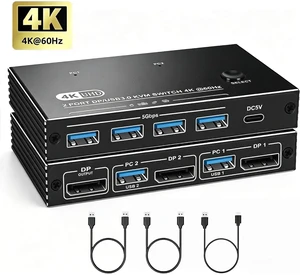 AUTYUE 4K@60Hz Displayport KVM Switch 2 PC 1 Monitor with 2 USB Cables | KVM Switcher Support 4K@60Hz, 4 Port USB DP Switcher for 2 Computers Share Keyboard, Mouse, Hard Drive, Printer and 1 Monitor AUTYUE 4K@60Hz Displayport KVM Switch 2 PC 1 Monitor with 2 USB Cables | KVM Switcher Support 4K@60Hz, 4 Port USB DP Switcher for 2 Computers Share Keyboard, Mouse, Hard Drive, Printer and 1 Monitor