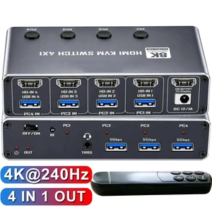 AUTYUE 4K@240Hz 4 Port HDMI KVM Switch, 4x1 8K@60Hz HDMI KVM Switches for 4 Computers One Monitor with 4 Port USB 3.0, 4 In 1 Out HDMI KVM Switches with Remote Share 1 Monitor Mouse Keyboard AUTYUE 4K@240Hz 4 Port HDMI KVM Switch, 4x1 8K@60Hz HDMI KVM Switches for 4 Computers One Monitor with 4 Port USB 3.0, 4 In 1 Out HDMI KVM Switches with Remote Share 1 Monitor Mouse Keyboard