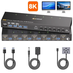 AUTYUE 8K@30Hz KVM Switch 2 Monitors 6 Computers, 4K@144Hz Dual Monitor 1 HDMI + 1 Displayport KVM for 6 PCs Sharing 2 Display and 4 USB 3.0 Devices , Power Adapter + Wired Controller Included AUTYUE 8K@30Hz KVM Switch 2 Monitors 6 Computers, 4K@144Hz Dual Monitor 1 HDMI + 1 Displayport KVM for 6 PCs Sharing 2 Display and 4 USB 3.0 Devices , Power Adapter + Wired Controller Included
