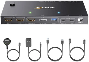 AUTYUE USB C KVM Switch 2 Monitors for 1 Desktop and 1 Laptop
PD 100W, 4K@60Hz, MST, USB 3.0 KVM Switch 2 Monitors 2 Computers USB C Displayport HDMI, Wired Remote (USB-C 2 in 2 out) AUTYUE USB C KVM Switch 2 Monitors for 1 Desktop and 1 Laptop
PD 100W, 4K@60Hz, MST, USB 3.0 KVM Switch 2 Monitors 2 Computers USB C Displayport HDMI, Wired Remote (USB-C 2 in 2 out)