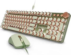 AUTYUE Wired Typewriter Keyboard and Mouse Combo, White Backlit, Soft Clack, Green
Retro Round Keycaps, Media Knob, Metal Panel, Pink Switch Full-size Desk Set for Windows PC, Mac, Desktop, Laptops AUTYUE Wired Typewriter Keyboard and Mouse Combo, White Backlit, Soft Clack, Green
Retro Round Keycaps, Media Knob, Metal Panel, Pink Switch Full-size Desk Set for Windows PC, Mac, Desktop, Laptops