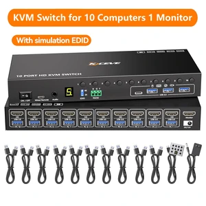 AUTYUE 10 Port 8 Port HDMI KVM Switch 10 Computers 1 Monitor Audio EDID Emulation
4K@60Hz HDMI USB 3.0 KVM Switch 10 PC 1 Monitor,4 USB 3.0 Port, EDID, Audio,RS232,with Wired Remote and Power Adapter AUTYUE 10 Port 8 Port HDMI KVM Switch 10 Computers 1 Monitor Audio EDID Emulation
4K@60Hz HDMI USB 3.0 KVM Switch 10 PC 1 Monitor,4 USB 3.0 Port, EDID, Audio,RS232,with Wired Remote and Power Adapter