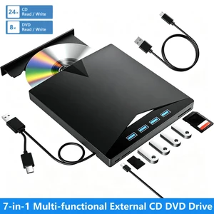 AUTYUE 7-in-1 Multi-functional External CD/DVD Drive 4 x USB A ports, SD card reader, USB 3.0 & Type-C Portable DVD Player, External CD Burner Optical DVD Drive, Compatible with Windows, Linux, Mac OS AUTYUE 7-in-1 Multi-functional External CD/DVD Drive 4 x USB A ports, SD card reader, USB 3.0 & Type-C Portable DVD Player, External CD Burner Optical DVD Drive, Compatible with Windows, Linux, Mac OS
