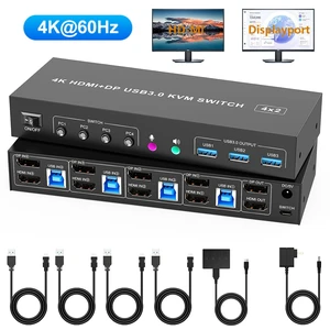 AUTYUE 4x2 HDMI DisplayPort KVM Switch 2 Monitors 4 Computers 4K@60Hz, Dual Monitor
KVM Switcher for 4 PC Share 2 Screens and 3 USB 3.0 Devices with Audio & Mic Ports, Wired Remote & Power Adapter AUTYUE 4x2 HDMI DisplayPort KVM Switch 2 Monitors 4 Computers 4K@60Hz, Dual Monitor
KVM Switcher for 4 PC Share 2 Screens and 3 USB 3.0 Devices with Audio & Mic Ports, Wired Remote & Power Adapter