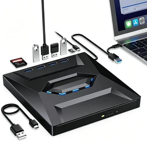 AUTYUE USB 3.0 Type C External CD/DVD Drive with SD Card Reader & 4 USB Ports, Portable DVD Player, External DVD Optical Disk Drive Compatible with Windows & Mac, CD-ROM burner, Portable and Compact AUTYUE USB 3.0 Type C External CD/DVD Drive with SD Card Reader & 4 USB Ports, Portable DVD Player, External DVD Optical Disk Drive Compatible with Windows & Mac, CD-ROM burner, Portable and Compact
