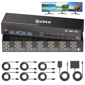 AUTYUE HDMI + 2 Displayport KVM Switch 3 Monitors 6 Computers, 8K@60Hz/4K@144Hz Triple Monitor KVM Switches for 6 PCs Share 3 Monitors and 4 USB 3.0 Devices, Wired Remote & Power Adapter are included AUTYUE HDMI + 2 Displayport KVM Switch 3 Monitors 6 Computers, 8K@60Hz/4K@144Hz Triple Monitor KVM Switches for 6 PCs Share 3 Monitors and 4 USB 3.0 Devices, Wired Remote & Power Adapter are included