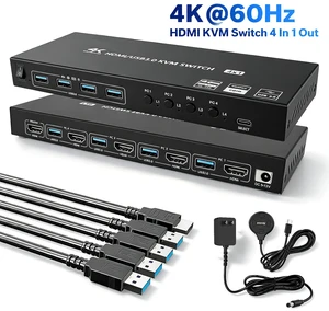 AUTYUE 4 Port HDMI KVM Switch 4 Computers 1 Monitor 4K@60Hz, EDID Simulation
USB 3.0 KVM Switch with Wired Remote for 4 PCs Share 1 Monitor Keyboard Mouse Printer,with 4 USB 3.0 Cables &Power Adapter AUTYUE 4 Port HDMI KVM Switch 4 Computers 1 Monitor 4K@60Hz, EDID Simulation
USB 3.0 KVM Switch with Wired Remote for 4 PCs Share 1 Monitor Keyboard Mouse Printer,with 4 USB 3.0 Cables &Power Adapter