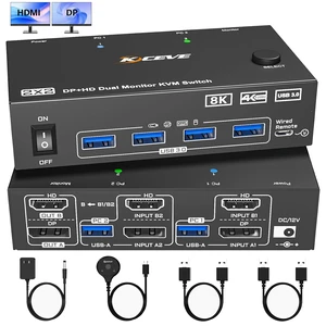 AUTYUE 8K KVM Switch 2 Monitors 2 Computers 4K@144Hz 2 Port HDMI+DP KVM Switch
Dual Monitor KVM Switches with 4 USB3.0 Ports for Keyboard Mouse; Two Display Modes;with Wired Controller &Power Adapter AUTYUE 8K KVM Switch 2 Monitors 2 Computers 4K@144Hz 2 Port HDMI+DP KVM Switch
Dual Monitor KVM Switches with 4 USB3.0 Ports for Keyboard Mouse; Two Display Modes;with Wired Controller &Power Adapter