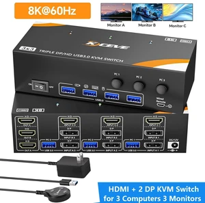 AUTYUE HDMI + Displayport KVM Switch 3 Monitors 3 Computers 8K@60Hz 4K@120Hz
USB 3.0 Triple Monitor HDMI KVM Switches for 3 PC Share Keyboard Mouse; Extended & Mirror Mode; with Wired Controller AUTYUE HDMI + Displayport KVM Switch 3 Monitors 3 Computers 8K@60Hz 4K@120Hz
USB 3.0 Triple Monitor HDMI KVM Switches for 3 PC Share Keyboard Mouse; Extended & Mirror Mode; with Wired Controller