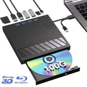 AUTYUE 7 in 1 External Blu Ray Drive, Blu Ray Burner Support 100G Disc R/W
Bluray Burner External with SD/TF Card Slots & 4 USB Ports, USB 3.0 & Type-C External Blueray/DVD Drive for PC Laptop Desktop AUTYUE 7 in 1 External Blu Ray Drive, Blu Ray Burner Support 100G Disc R/W
Bluray Burner External with SD/TF Card Slots & 4 USB Ports, USB 3.0 & Type-C External Blueray/DVD Drive for PC Laptop Desktop