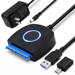 AUTYUE SATA to USB 3.0 Adapter with Power Supply, SSD to USB Adapter External Hard Drive Adapter Cable, USB 3.0 to SATA Adapter Compatible with 2.5 3.5 Inch HDD/SSD Hard Drive Disk - UASP Support AUTYUE SATA to USB 3.0 Adapter with Power Supply, SSD to USB Adapter External Hard Drive Adapter Cable, USB 3.0 to SATA Adapter Compatible with 2.5 3.5 Inch HDD/SSD Hard Drive Disk - UASP Support