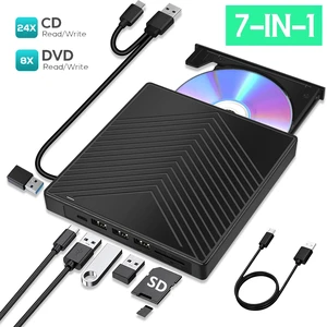 AUTYUE 7 in 1 External CD DVD Drive for Laptop, USB 3.0 and Type-C Portable CD DVD +/-RW ROM Drive Reader Burner Rewriter with SD/TF Slot, 4 USB & USB-C Port, Slim DVD Player for Windows, Linux MacOS AUTYUE 7 in 1 External CD DVD Drive for Laptop, USB 3.0 and Type-C Portable CD DVD +/-RW ROM Drive Reader Burner Rewriter with SD/TF Slot, 4 USB & USB-C Port, Slim DVD Player for Windows, Linux MacOS