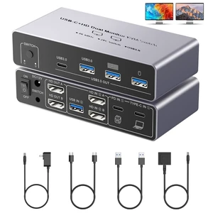 AUTYUE 4K@60Hz USB C HDMI KVM Switch 2 Monitors 1 Desktop and 1 Laptop, Dual Monitor KVM Switch for 2 PCs Share 2 HDMI Displays, with 3* USB 3.0, 1* USB C, PD 100W, Wired Remote and USB Cable Included AUTYUE 4K@60Hz USB C HDMI KVM Switch 2 Monitors 1 Desktop and 1 Laptop, Dual Monitor KVM Switch for 2 PCs Share 2 HDMI Displays, with 3* USB 3.0, 1* USB C, PD 100W, Wired Remote and USB Cable Included