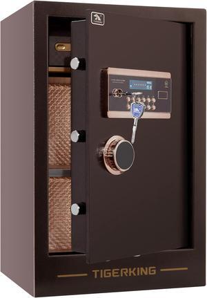 TIGERKING Burglary Digital Security Safe Box for Home Office Double Safety Key Lock and Password Safes 3.47 Cubic Feet