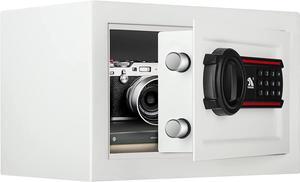 TIGERKING Digital Keypad Safe Box, Small Safe Money Safe Lock Box Cabinet Safes, Solid Alloy Steel Office Hotel Home Mini Safe for Cash Jewelry Documents,0.5 Cubic Feet (White)