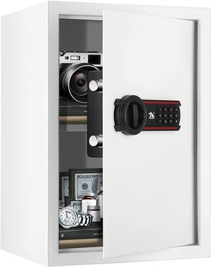 TIGERKING Digital Keypad Safe Box, 1.8 Cubic Feet Home Safe with Removable Shelf, Lock Safe Money Safe, Solid Alloy Steel Cabinet Safes for Home, Office, Cash, Jewelry, Documents (White)