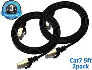 Cat 7 Ethernet Cable 5 ft 2 pack LAN Cable Internet Network Cord for PS4, Xbox, Router, Modem, Gaming, Black Flat Shielded 10 Gigabit RJ45 High Speed Computer Patch Wire. Cat 7 Ethernet Cable 5 ft 2 pack LAN Cable Internet Network Cord for PS4, Xbox, Router, Modem, Gaming, Black Flat Shielded 10 Gigabit RJ45 High Speed Computer Patch Wire.