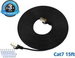 Cat 7 Ethernet Cable 15 ft LAN Cable Internet Network Cord for PS4, Xbox, Router, Modem, Gaming, Black Flat Shielded 10 Gigabit RJ45 High Speed Computer Patch Wire. Cat 7 Ethernet Cable 15 ft LAN Cable Internet Network Cord for PS4, Xbox, Router, Modem, Gaming, Black Flat Shielded 10 Gigabit RJ45 High Speed Computer Patch Wire.