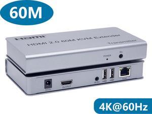 HDMI KVM USB Extender Over CAT6 Cable Up to 60m (196 feet) Support HDMI 2.0 with 4k@60Hz HDCP2.2 and IR Control