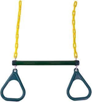 Outdoor Heavy Duty Gym Ring 18" Trapeze Bar Combo Swing Accessory for Play Set