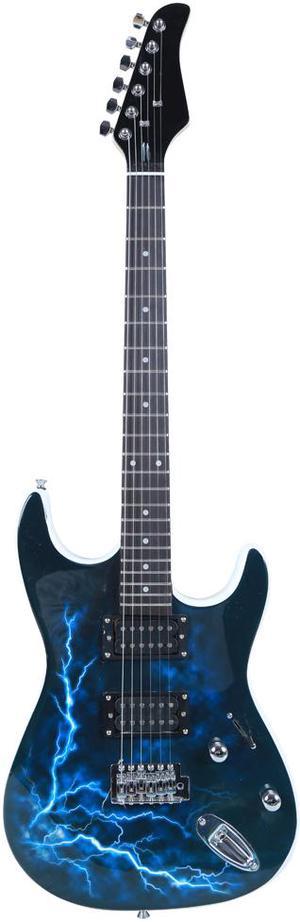 New 22 Frets Lightning Style Basswood Beginner Electric Guitar w/ Bag White