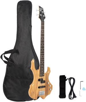 Burlywood Professional 4 Strings Electric Bass Guitar with Bag Strap Tools