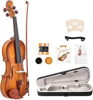 Glarry 4/4 Spruce Maple Natural Violin + Case+Cloth+ Shoulder Rest +Tuner+ Rosin